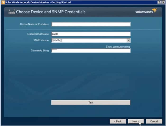 snmp setup network device monitor tool