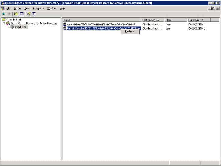 dell object restore for active directory