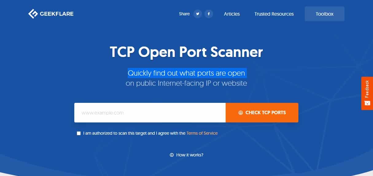 Geekflare TCP Open Port Scanner