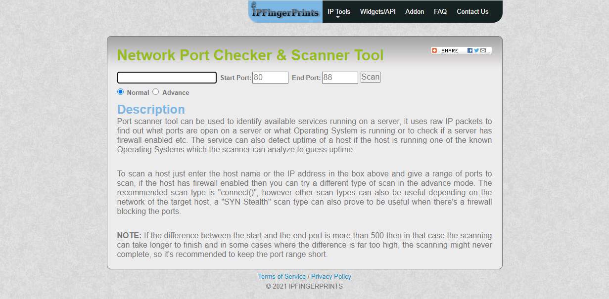 IP Fingerprints Network Port Checker