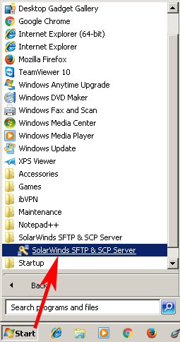 Open Start menu and select the server program
