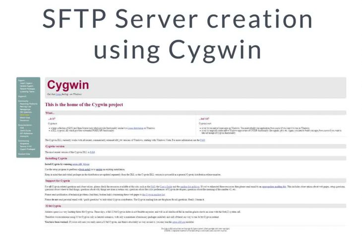 SFTP Server creation using Cygwin