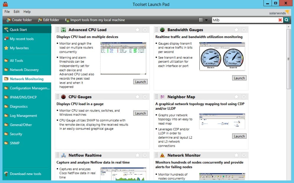 SolarWinds Engineers Toolset Launch Pad