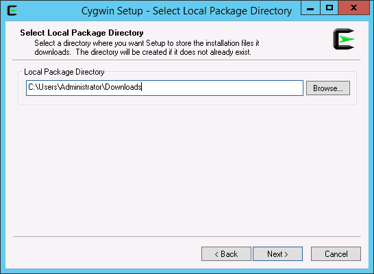 cygwin select package directory