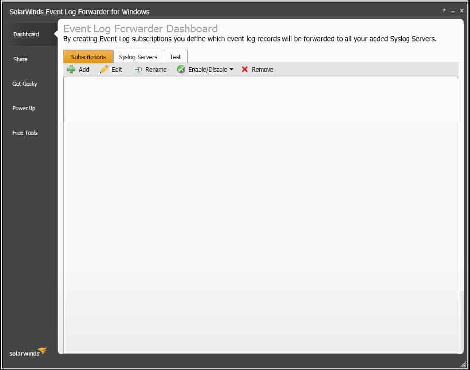 event log fowarder dashboard screenshot