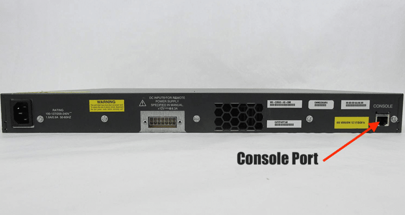 The backside of a 48-smi Catalyst 3550 10/100 48-port Switch