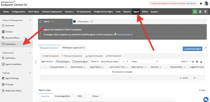 How to install an agent on ManageEngine Endpoint Central