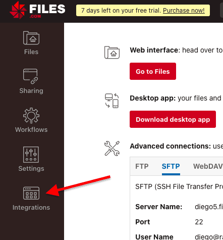 Files.com, integrations