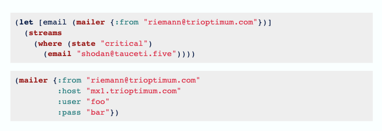 An example of the function riemann.email that can send events via email