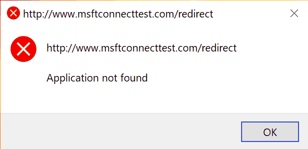 msftconnecttest redirect error