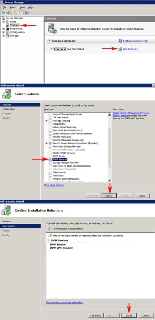 windows 2008 server snmp service install